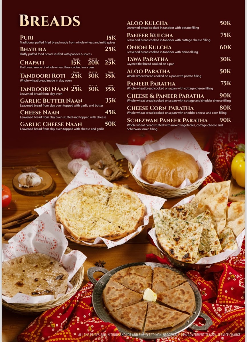 Namaskar Thali in Bali Pure Vegetarian Indian Restaurant Menu - Image 2